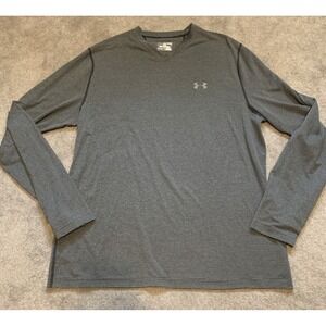 Under Armour Shirt Men's 2XL Black Gray Striped V-Neck Fitted Cold Gear